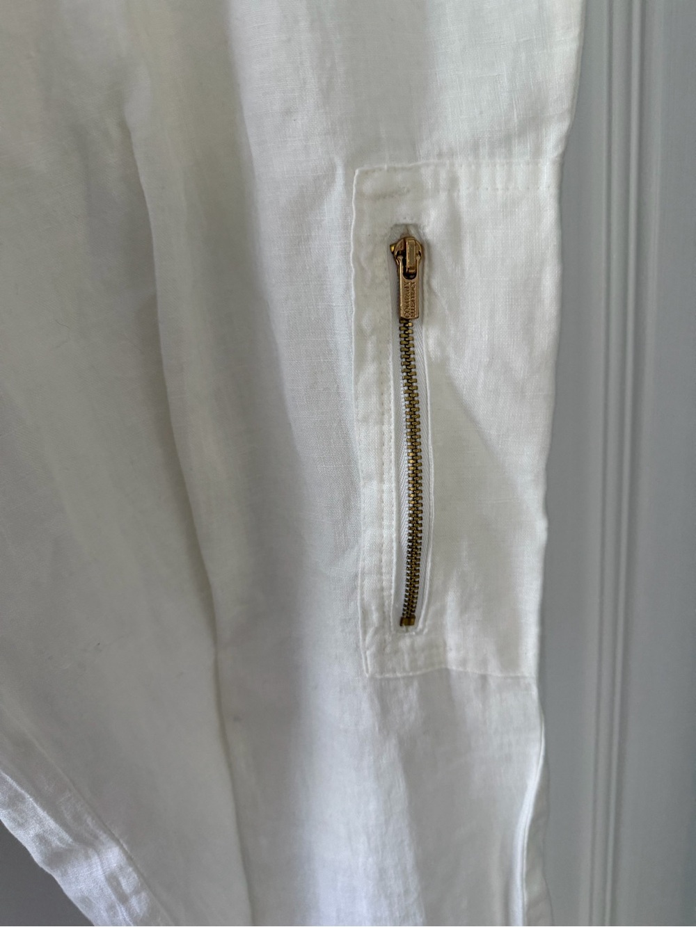 Ellen Tracy 100% Linen Cargo Jogger Pants White Chalk Large Beachy Pull On - Picture 4 of 8